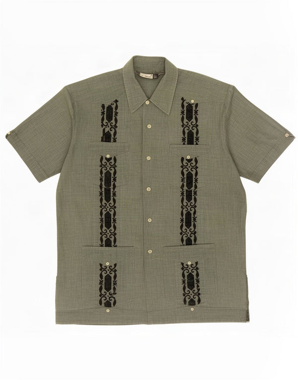 Romani Kortærmet Herreskjorte Stor Grøn Paisley Polyester