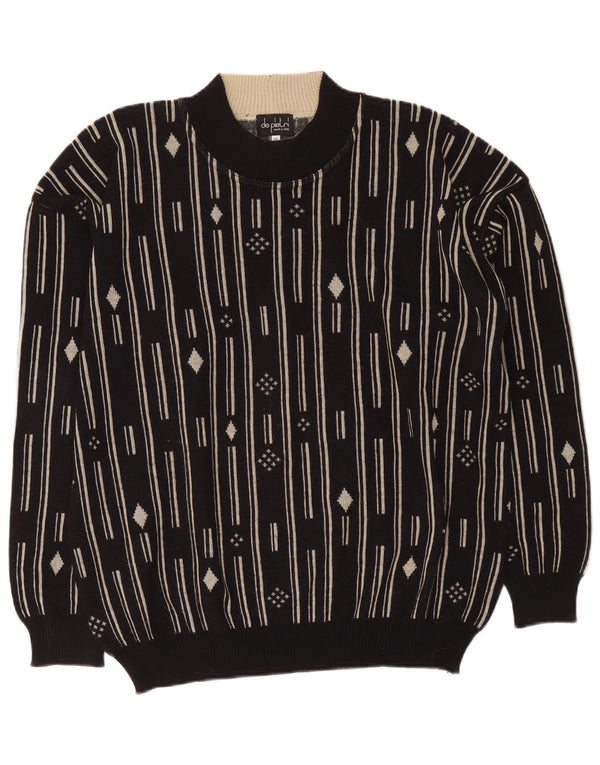 De Pietri Herre Crew Neck Jumper Sweater IT 48 Medium Sort Geometrisk