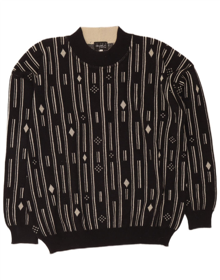 De Pietri Herre Crew Neck Jumper Sweater IT 48 Medium Sort Geometrisk