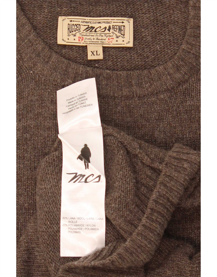 Marlboro Classics Herre Crew Neck Jumper Sweater XL Brun Uld