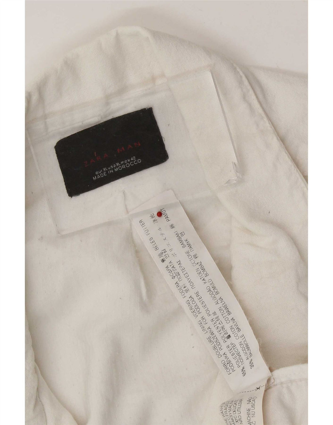 Zara Herre Utility Jacket UK 42 XL Hvid Polyester