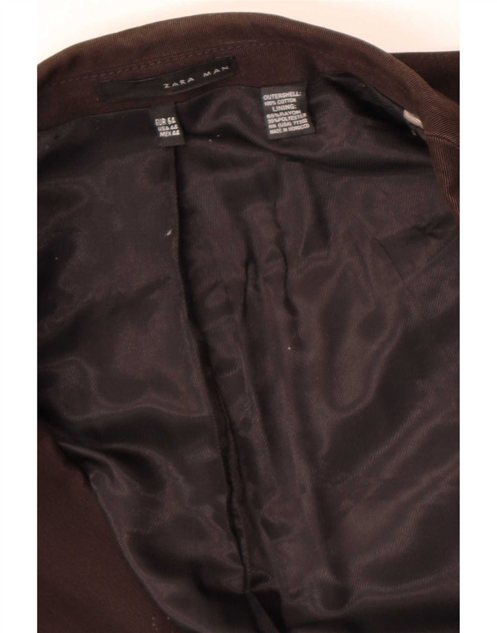 Zara Herre Military 2-knaps blazerjakke EU 54 XL Brun bomuld