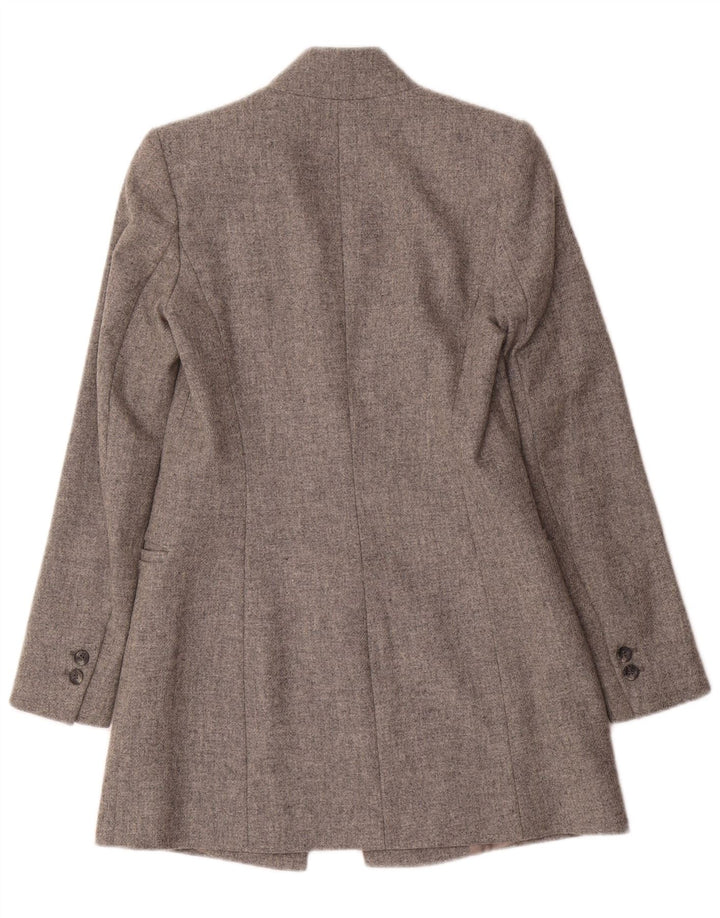 Zara Dame Longline Blazer Jacket UK 6 XS Grå Uld