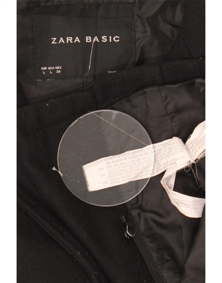 Zara Dame Windbreaker Jacket UK 16 Large Black Wool