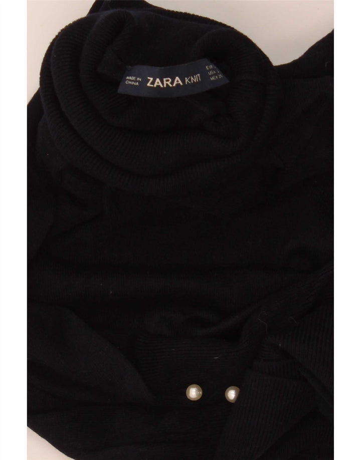 Zara Dame Rullehals Sweater UK 8 Small Navy Blue