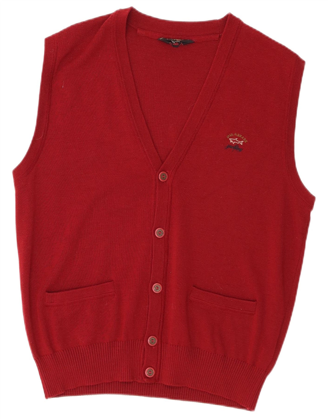 Paul & Shark Herre ærmeløs cardigan sweater Medium Bourgogne uld