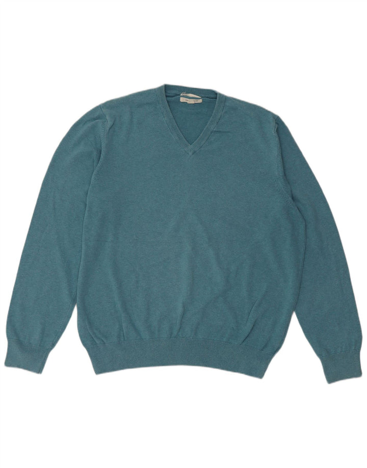 Marks & Spencer Herre V-hals sweater XL Blå Bomuld