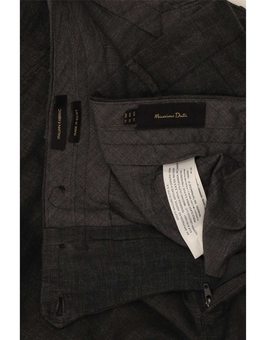 Massimo Dutti Herre Slim Suit Bukser EU 42 Large W32 L30 Grå Linned