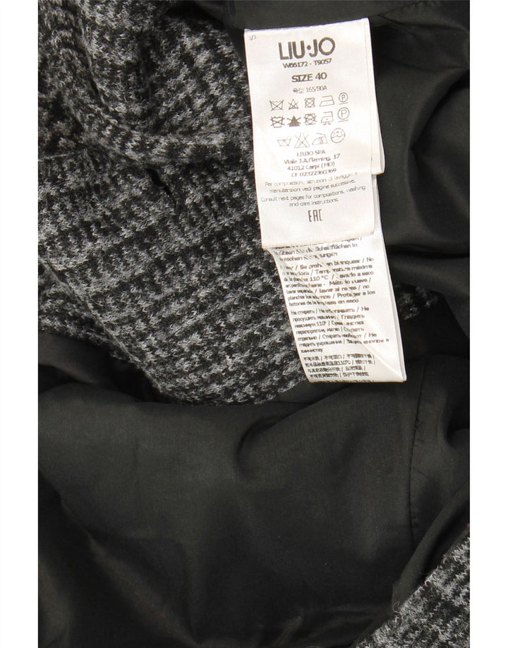 LIU JO Womens Overcoat IT 40 Small Grey Houndstooth Polyester Vintage Liu Jo and Second-Hand Liu Jo from Messina Hembry 