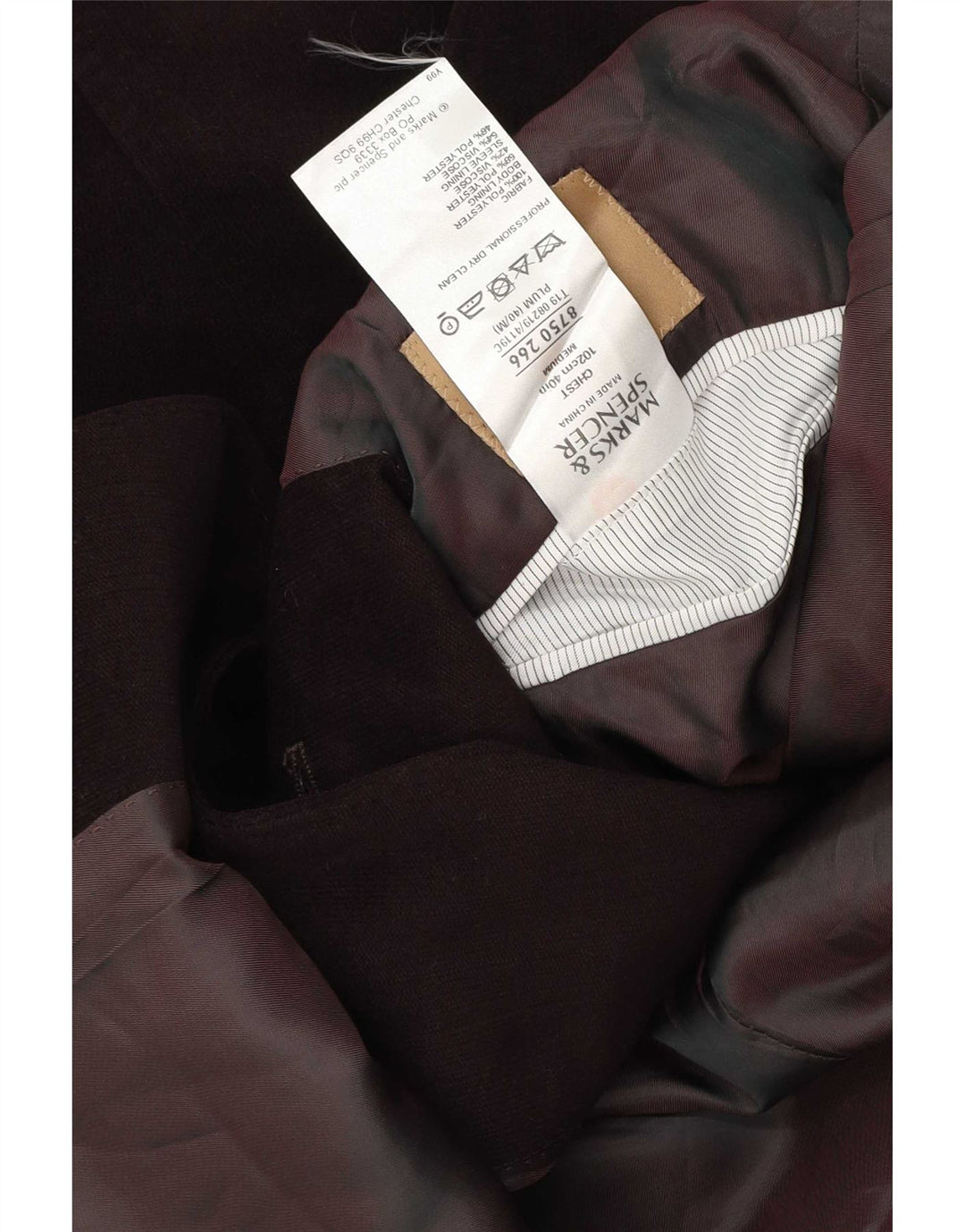 Marks & Spencer Herre 2-knaps blazerjakke UK 40 Medium Maroon Polyester