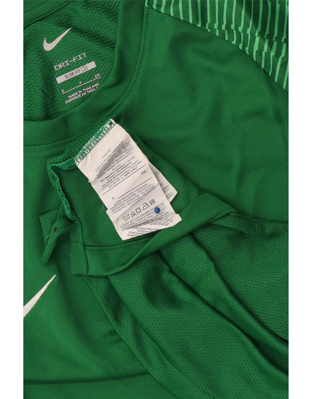 Nike Herre Dri Fit Slim T-Shirt Top Lille Grøn Stribet Polyester