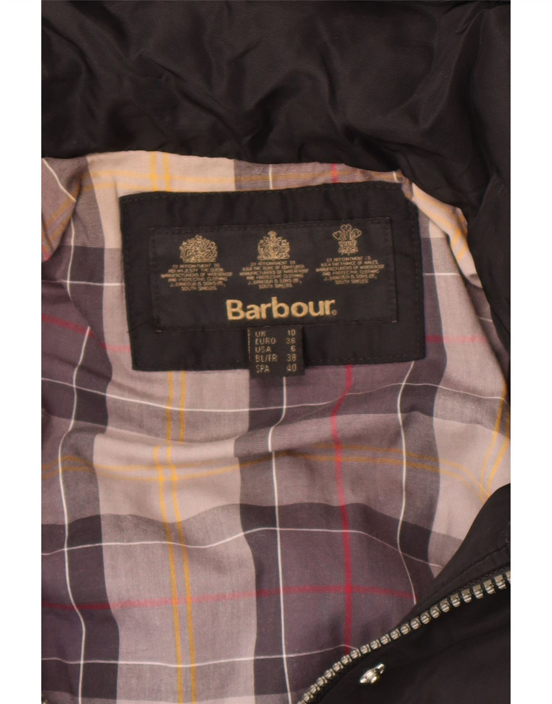 Barbour Dame Hooded Parka Jacket UK 10 Small Black