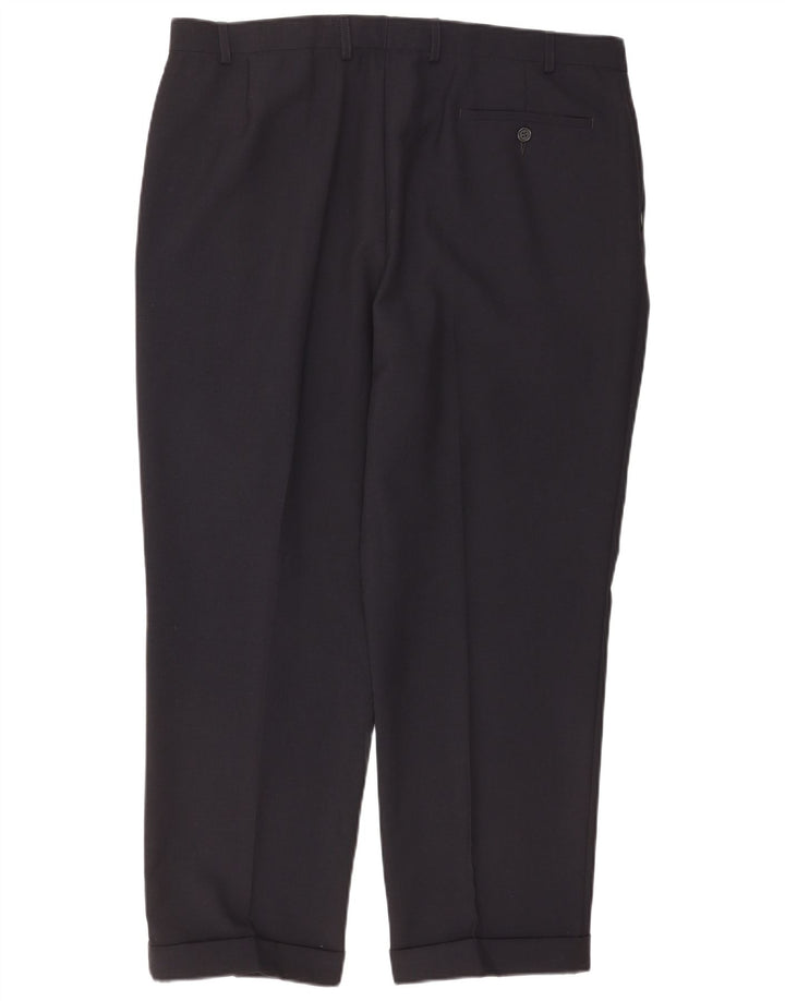 Marks & Spencer Herre Pegged Suit Bukser W40 L29 Navy Blue Polyester
