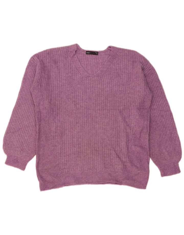 Marks & Spencer Dame Oversized V-hals sweater UK 14 Medium Lilla