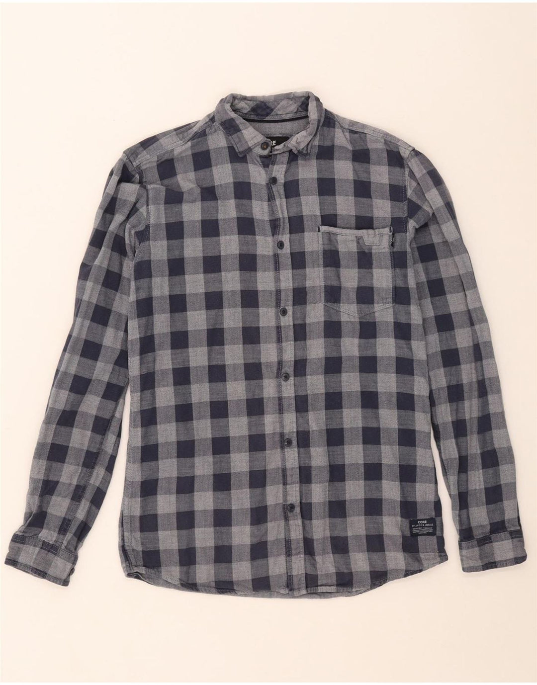 JACK & JONES Flannelskjorte til mænd Lille marineblå ternet bomuld