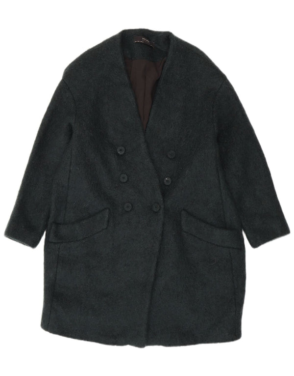 Zara Dame Dobbeltradet Frakke UK 16 Large Green