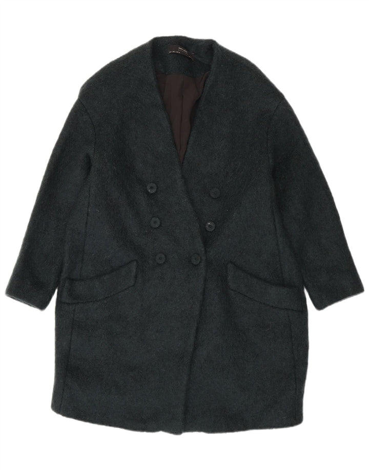 Zara Dame Dobbeltradet Frakke UK 16 Large Green