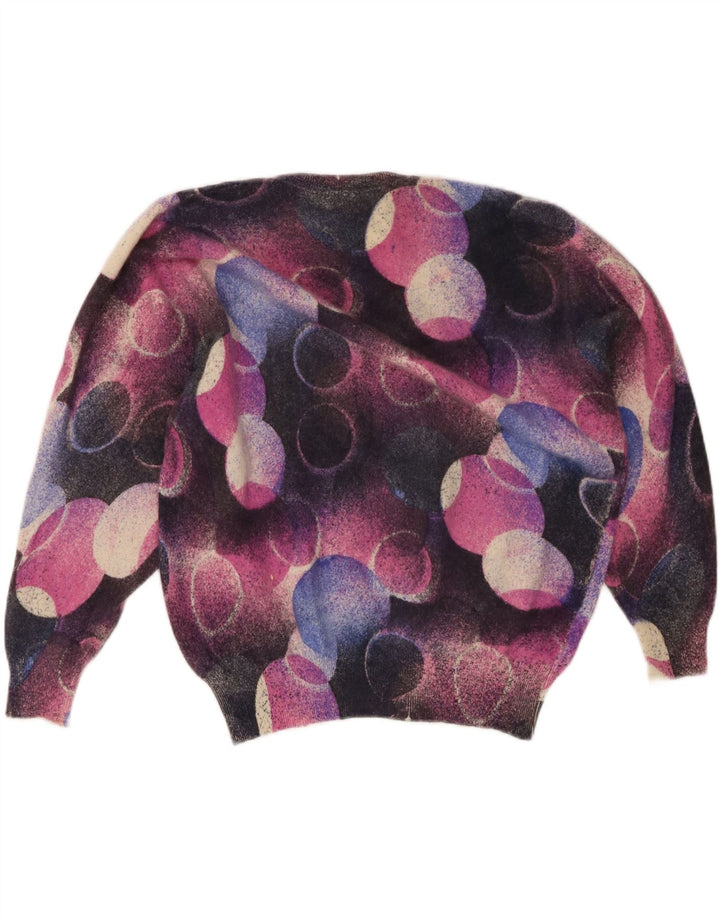 Vintage Dame Crew Neck Jumper Sweater UK 16 Large Multicolored Angora