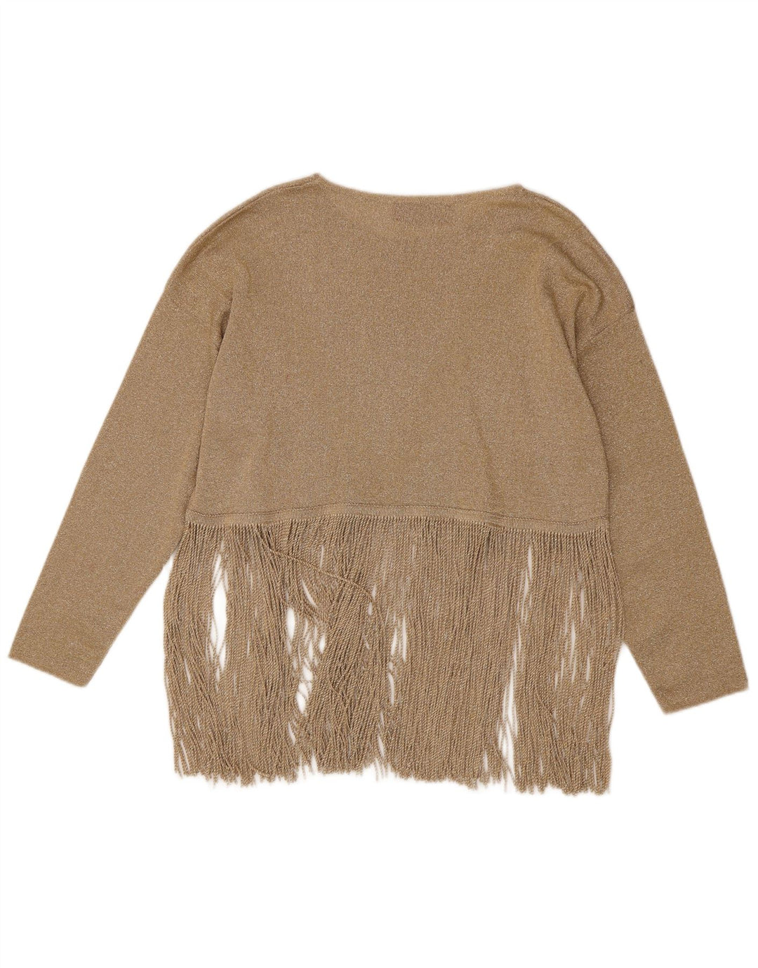 Stefanel Dame Oversized Top Langærmet UK 14 Medium Gold Cupro
