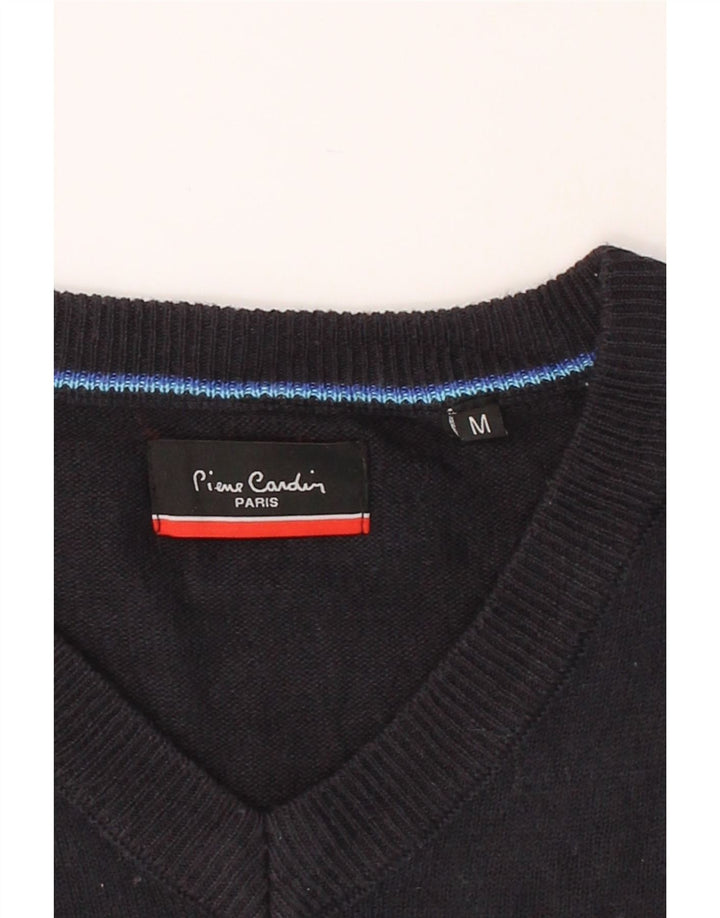 PIERRE CARDIN Mens V-Neck Jumper Sweater Medium Navy Blue Acrylic Vintage Pierre Cardin and Second-Hand Pierre Cardin from Messina Hembry 