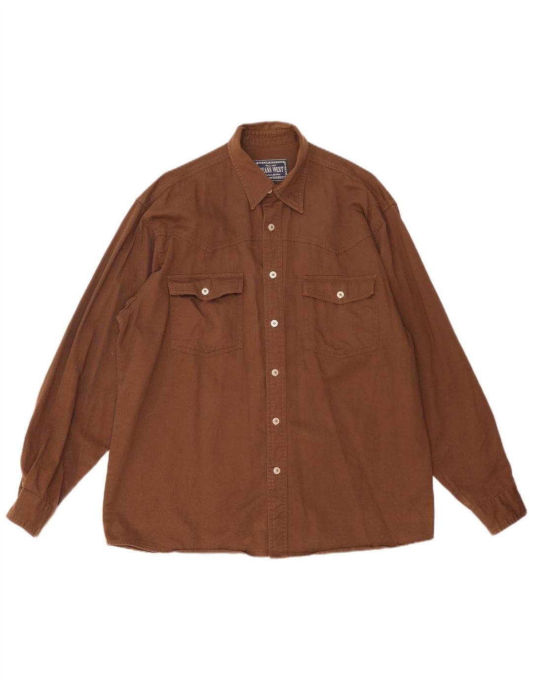 Vintage herreskjorte stor brun bomuld