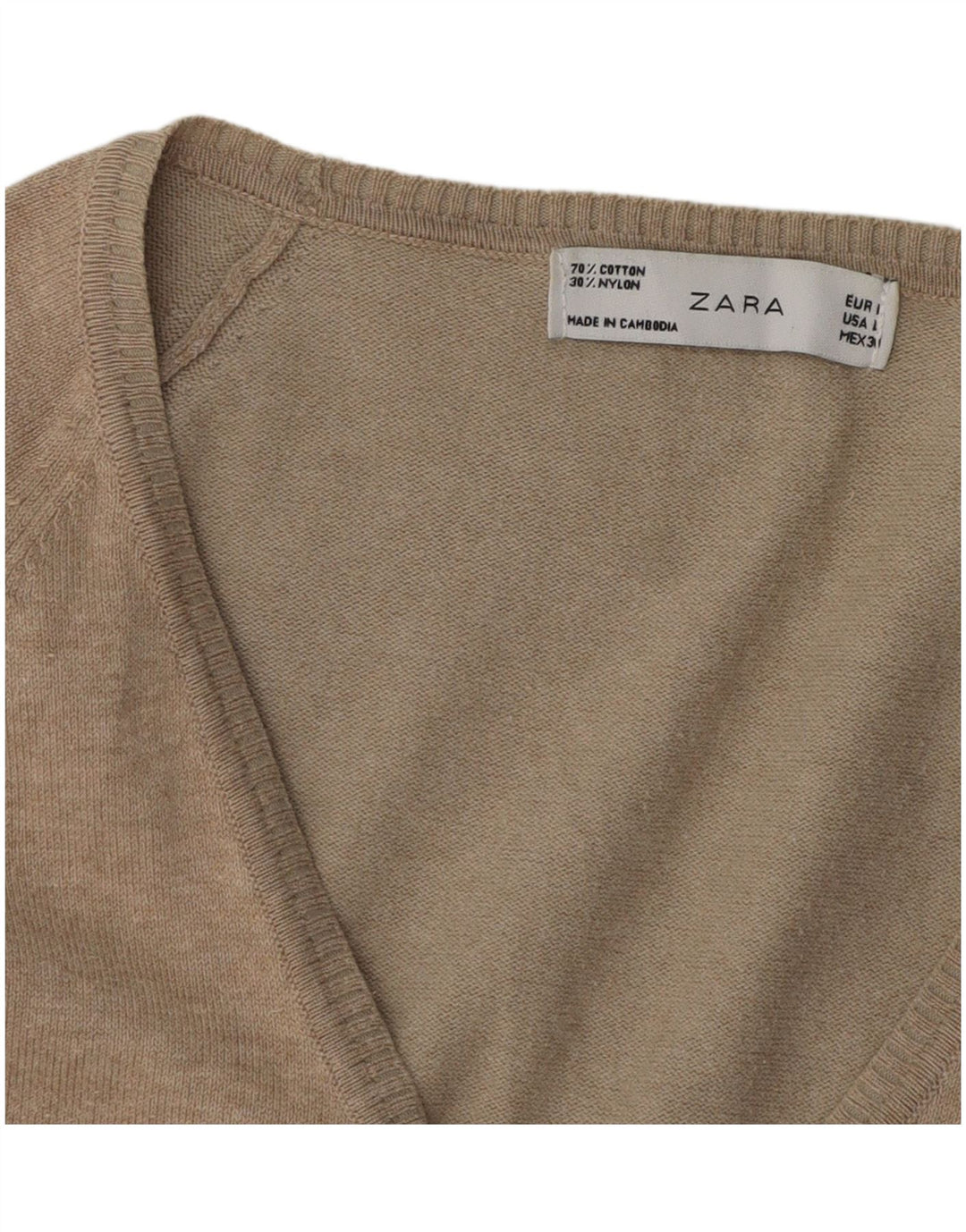 Zara Dame Cardigan Sweater UK 14 Stor Grå Nylon