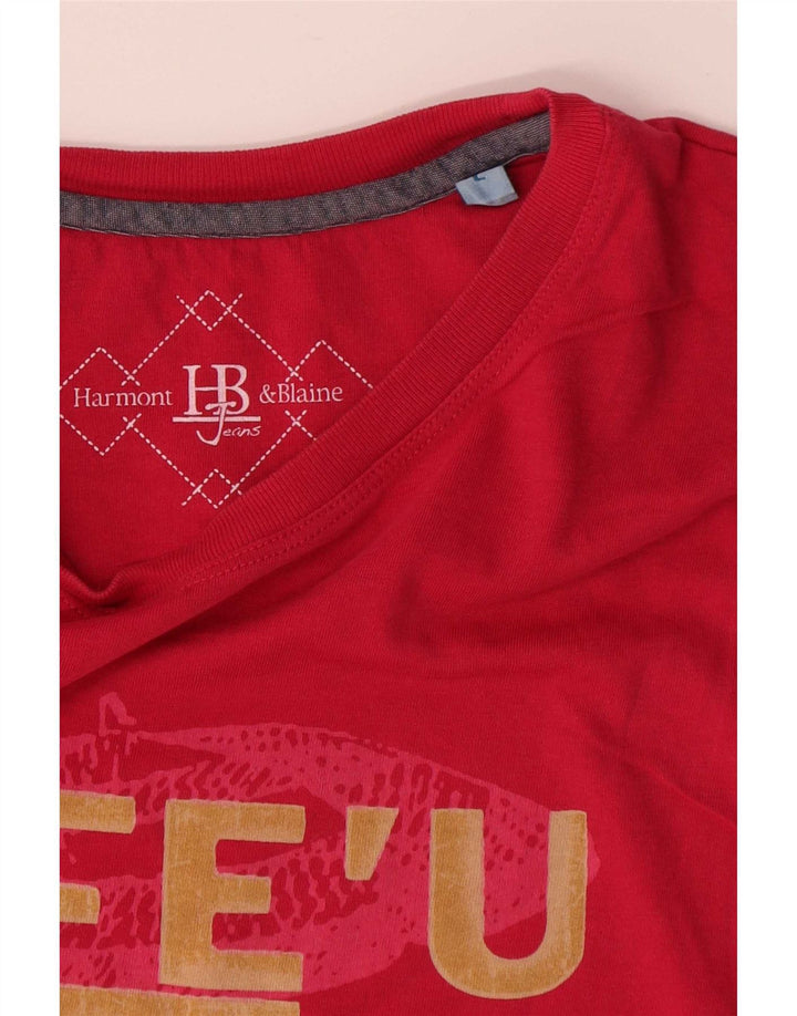 Harmont & Blaine Herre grafisk T-shirt Top Stor rød bomuld