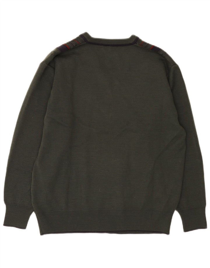 Gabicci Herre V-hals sweater Medium Khaki Colourblock Uld