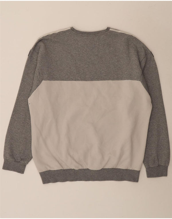 Adidas Herre Sweatshirt Jumper Large Grå Colourblock Bomuld