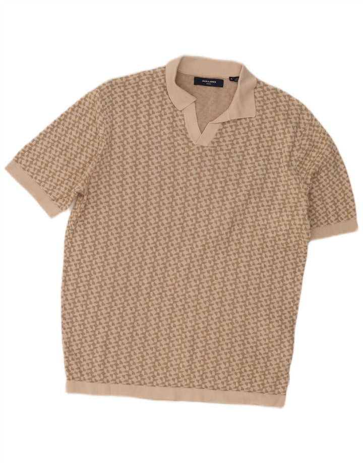 Jack & Jones herre poloshirt Medium beige geometrisk bomuld