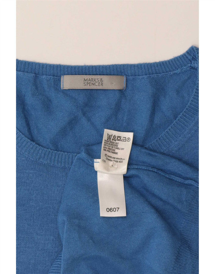 Marks & Spencer Dame Boat Neck Jumper Sweater UK 12 Medium Blue