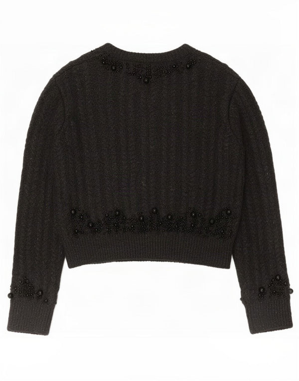 Zara Womens Crop Boat Neck Jumper Sweater UK 14 Medium Grå Akryl