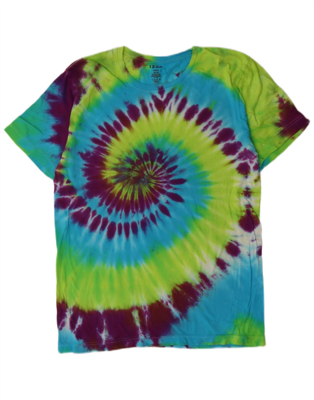 Izod Herre T-Shirt Top Stor Flerfarvet Tie Dye Bomuld Hippie