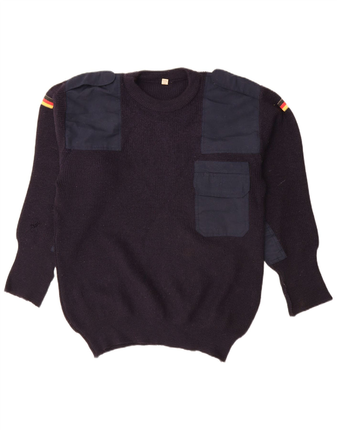 Halfen Herre Military Crew Neck Jumper Sweater EU 52 Large Navy Blue