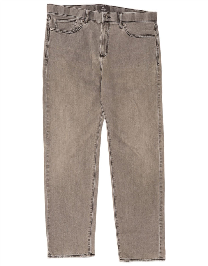 Marks & Spencer Straight Jeans til mænd W36 L33 Grå bomuld