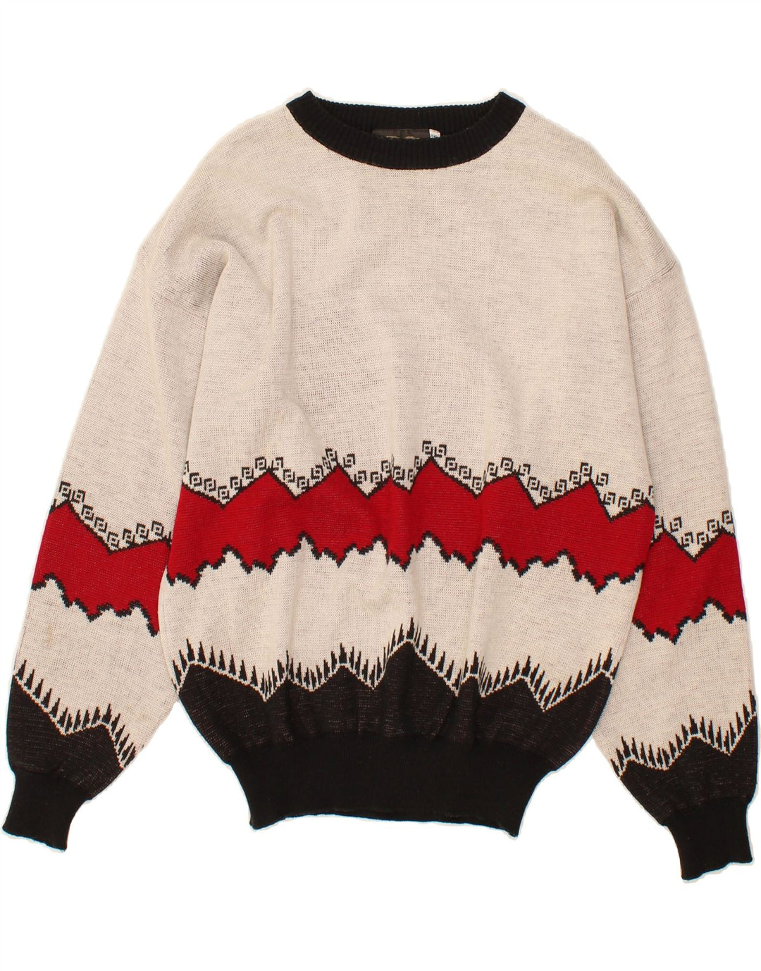 CLASSIC Herre rund hals sweater 2XL hvid Fair Isle akryl