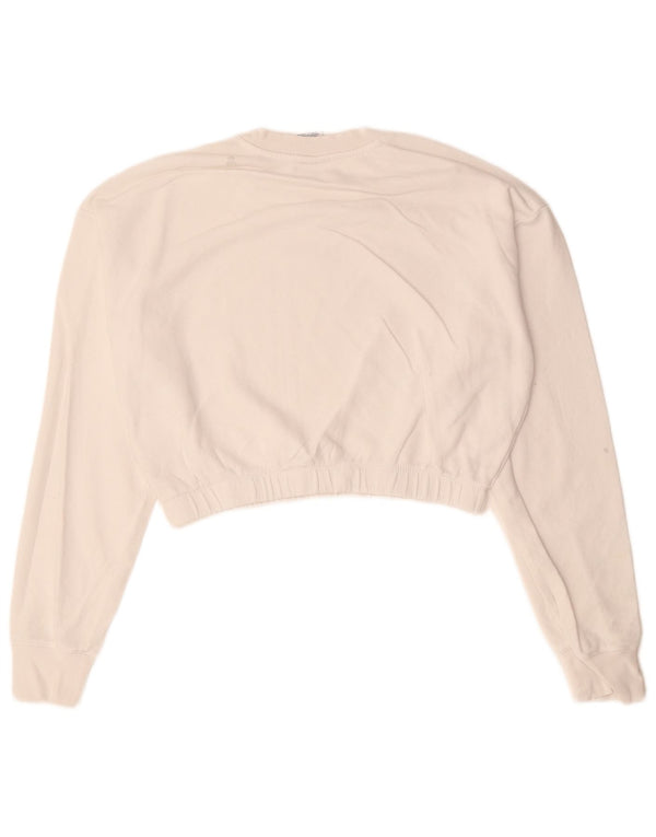 CHAMPION Womens Crop Sweatshirt Jumper UK 18 XL Hvid Bomuld