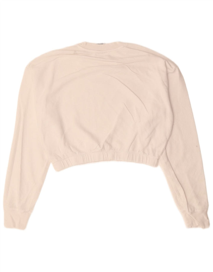 CHAMPION Womens Crop Sweatshirt Jumper UK 18 XL Hvid Bomuld