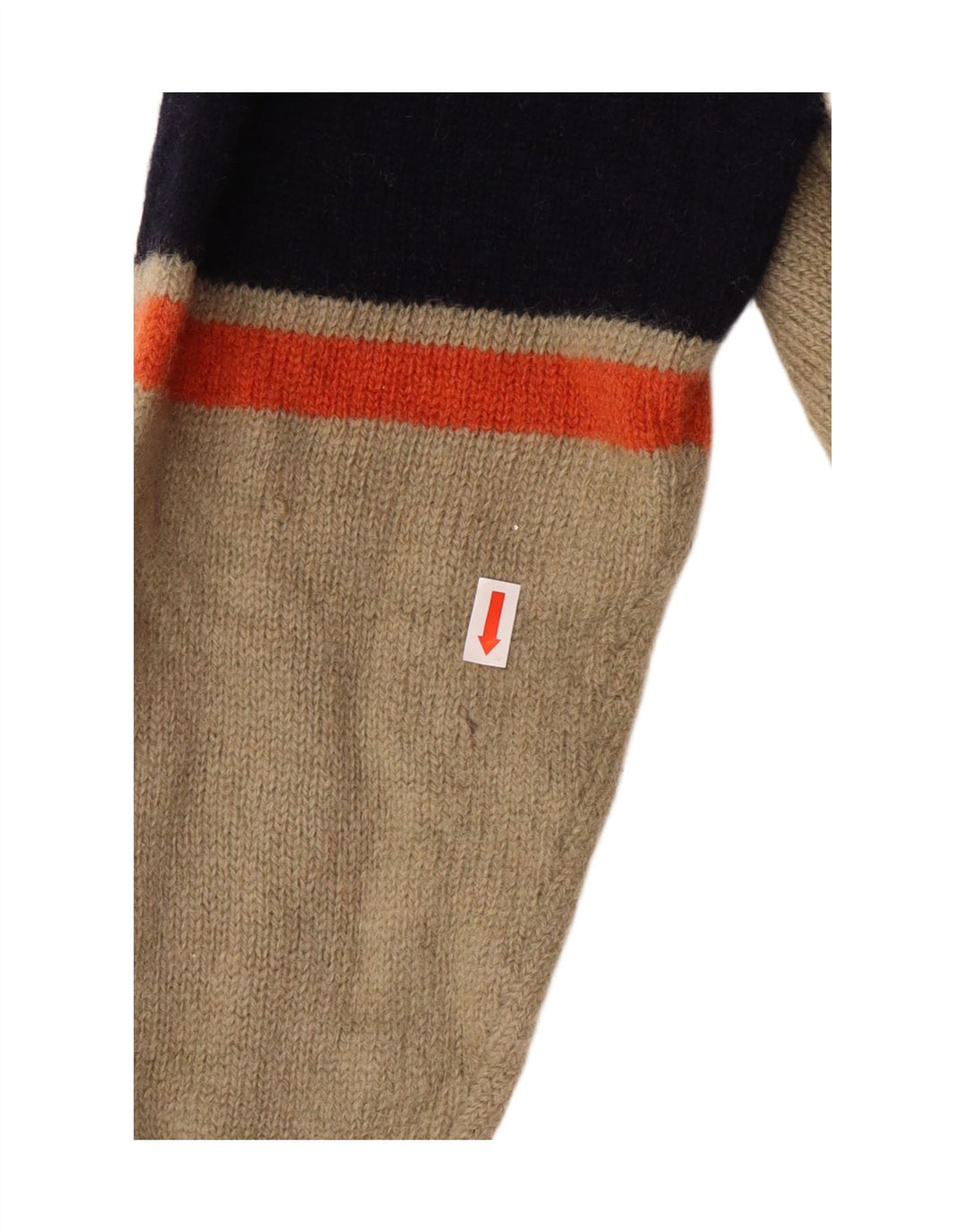 Kappa Dame Zip Neck Jumper Sweater Medium Beige Stribet Uld Klassisk