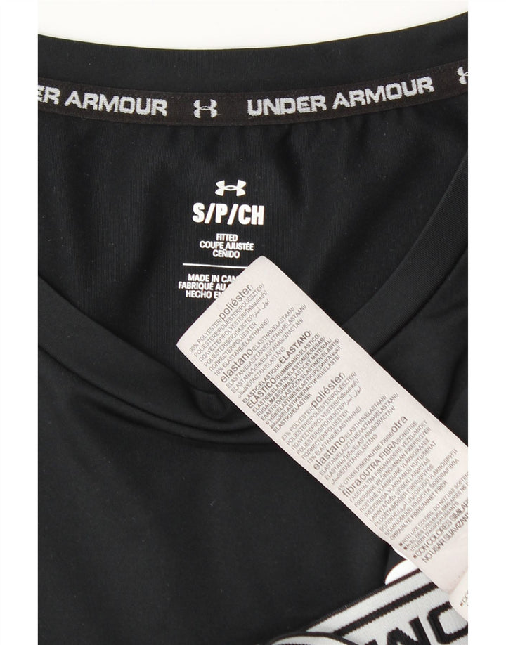 Under Armour Dame Crop Grafisk Top Langærmet UK 10 Lille Sort