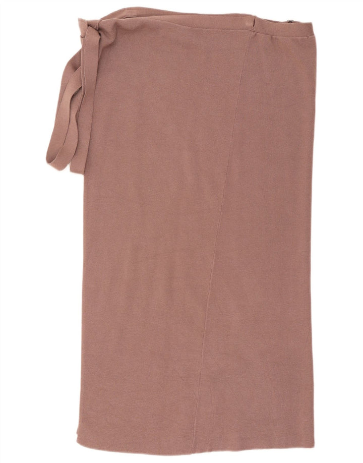 Zara Womens Knit Wrap Nederdel Medium W28 Brun Viscose