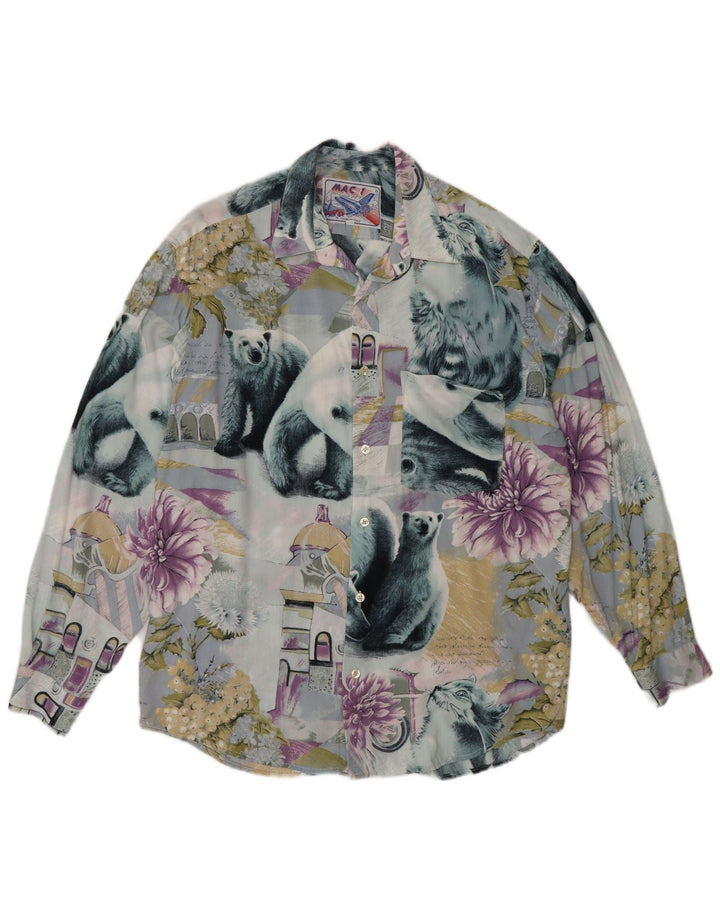 Vintage Herreskjorte Medium Flerfarvet Patchwork