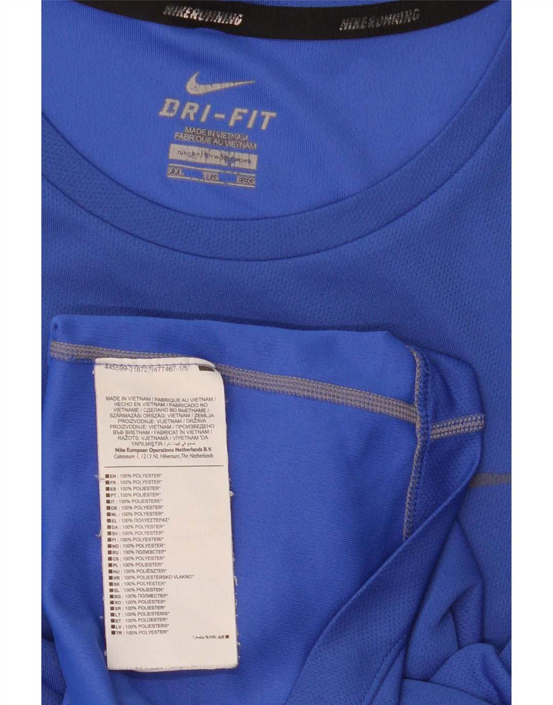 Nike Herre Dri Fit T-Shirt Top 2XL Blå Polyester