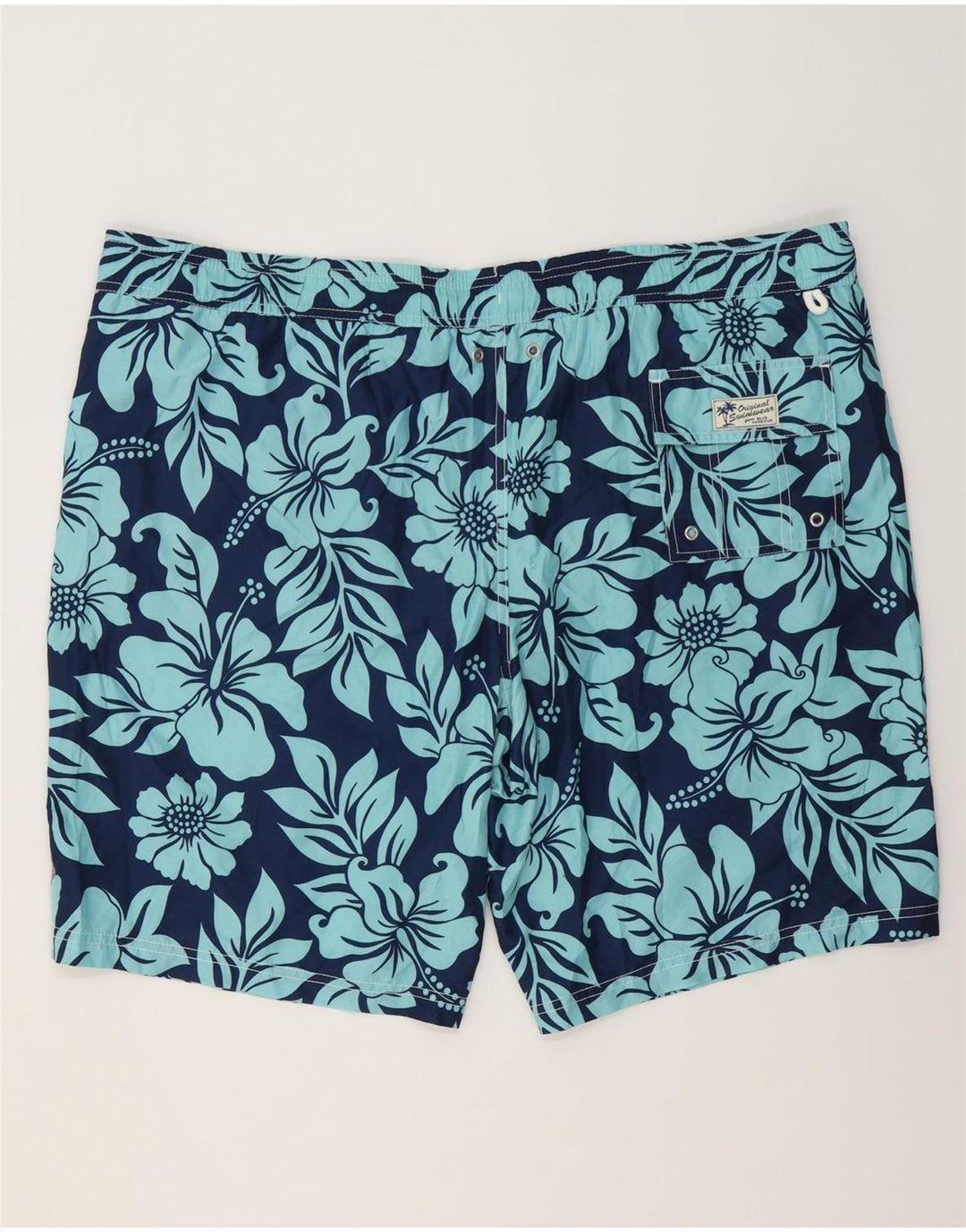MARKS & SPENCER Badeshorts til mænd 2XL Navy Blue Floral Polyester