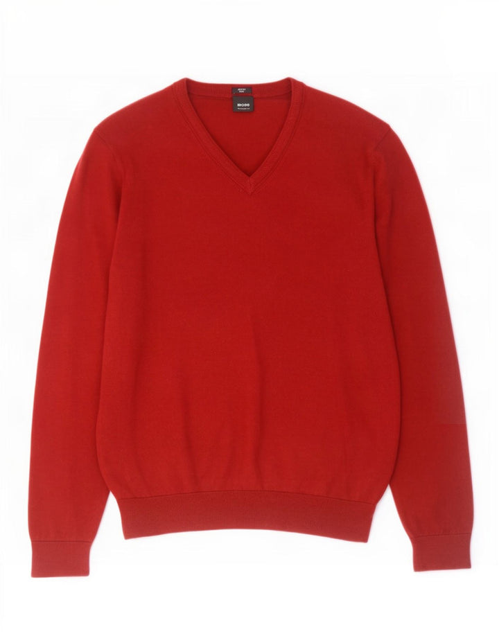 Hugo Boss Herre Regular Fit V-hals sweater Medium Rød Colourblock
