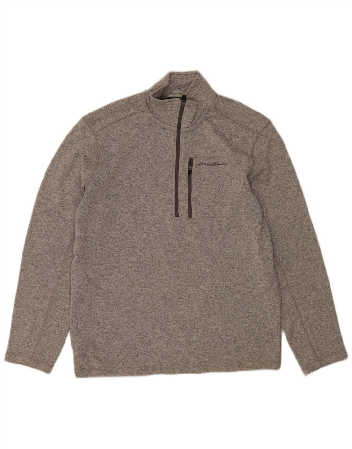 Eddie Bauer Sweatshirt med lynlås til mænd, medium grå flækket polyester