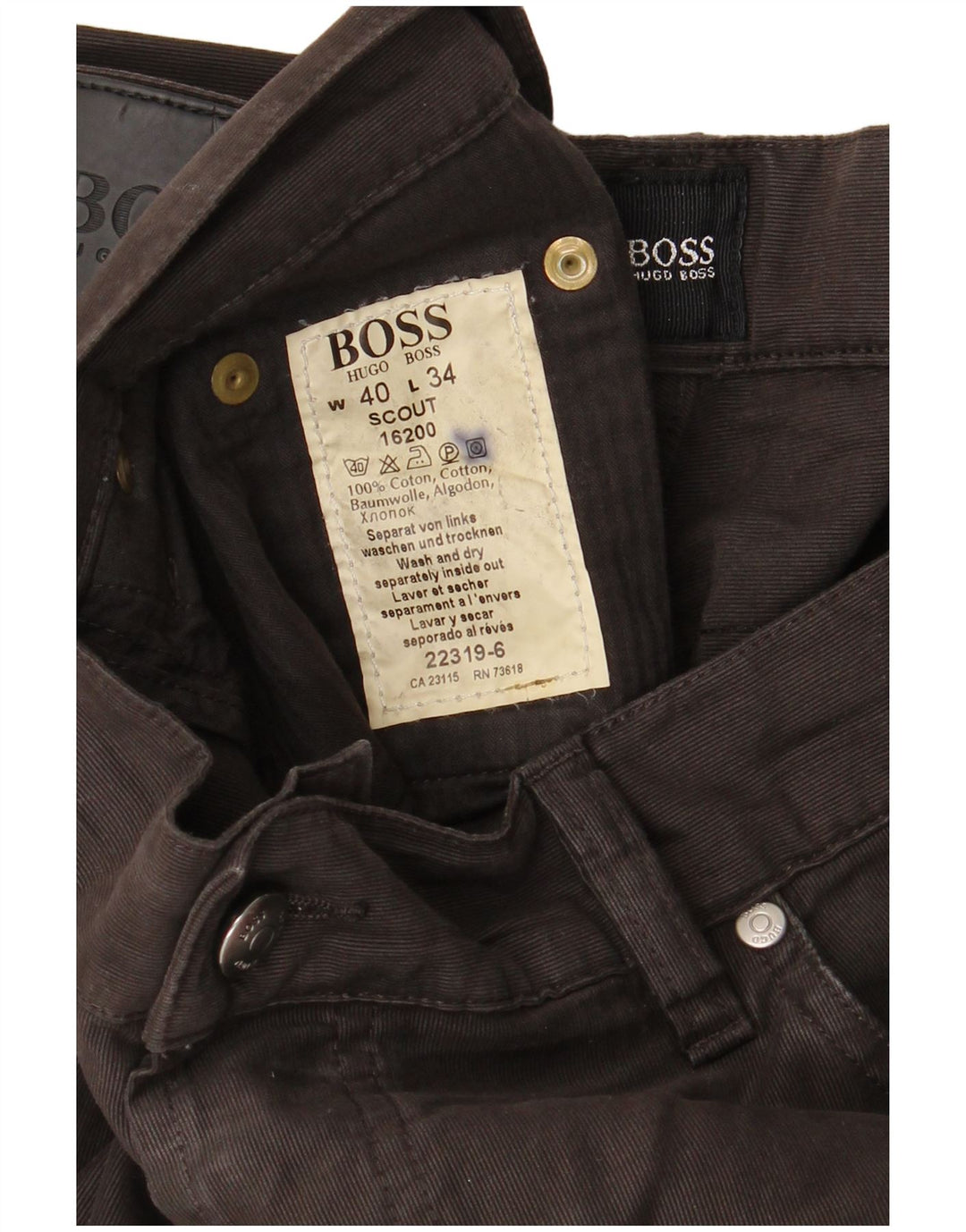 HUGO BOSS Straight Casual Bukser til mænd W40 L30 Brun Bomuld
