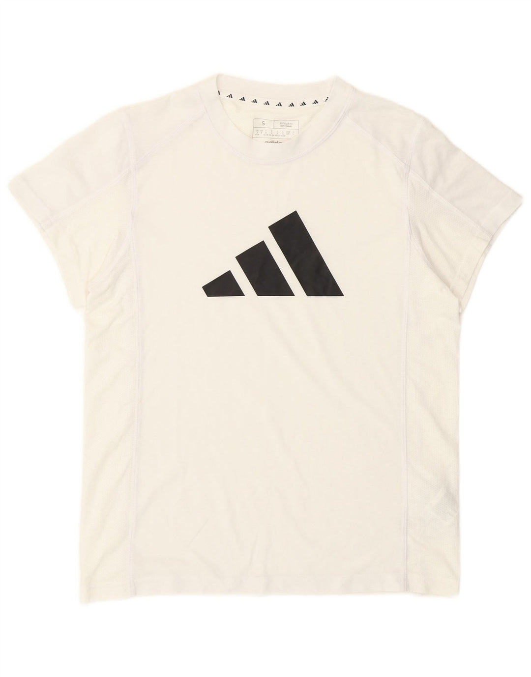 Adidas Grafisk T-Shirt Top UK 8/10 Small White Polyester