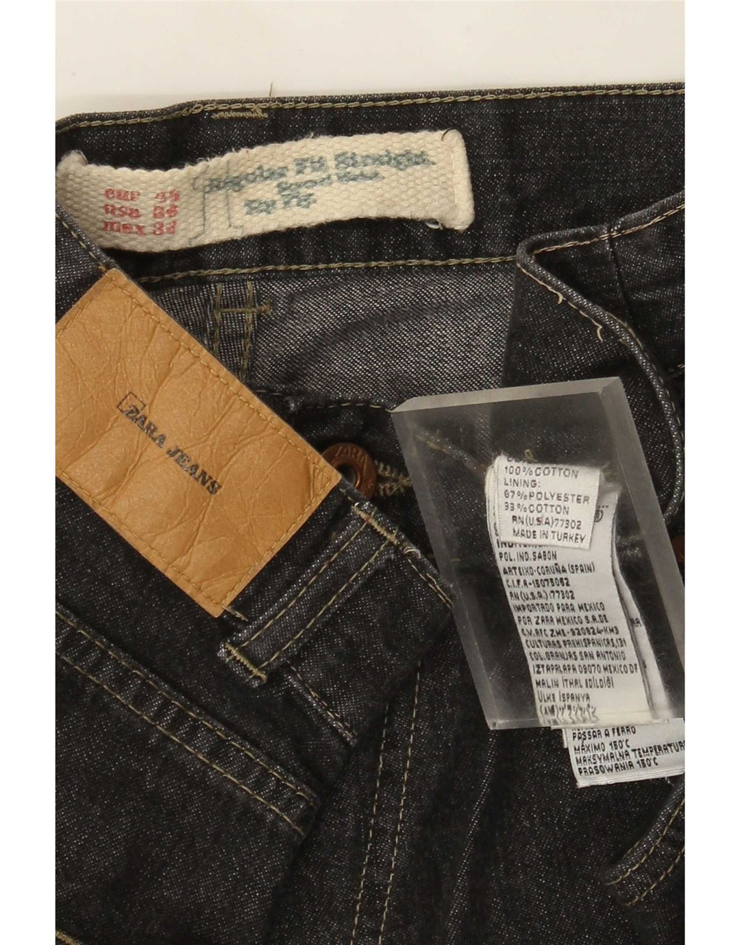 Zara Straight Jeans til mænd EU 44 Large W34 L34 Sort Bomuld
