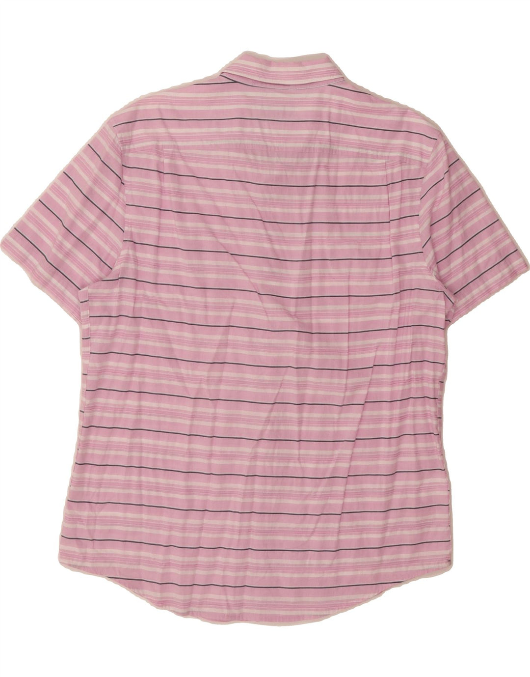 PENGUIN Mens Short Sleeve Shirt Large Pink Striped Cotton Vintage Penguin and Second-Hand Penguin from Messina Hembry 